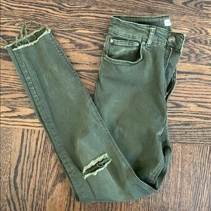 Zara woman army green skinny high waisted jeans